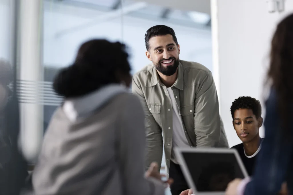 Teacher instruction a school class