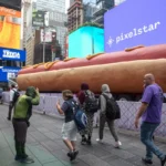 The World's Largest Hot Dog Sculpture Arrives In Times Square