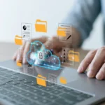 Database storage cloud technology file data transfer sharing, cyber, big data information for financial online marketing, internet banking application or computer download upload backup cloud drive.