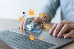 Database storage cloud technology file data transfer sharing, cyber, big data information for financial online marketing, internet banking application or computer download upload backup cloud drive.