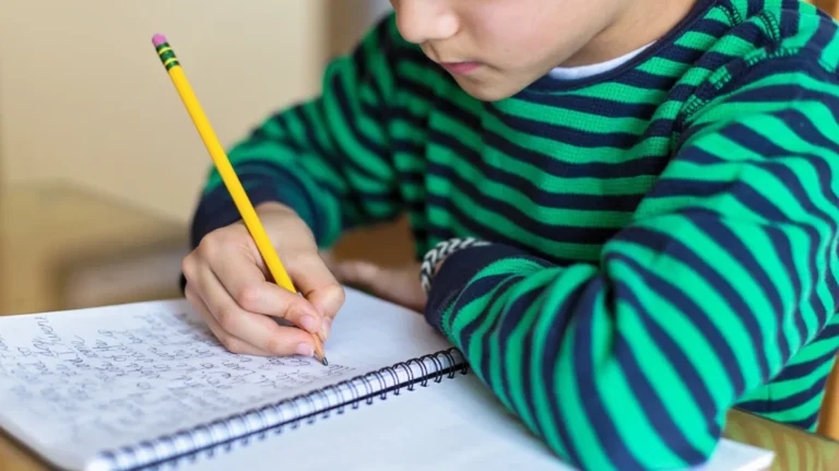 child writing cursive