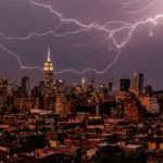 Lightning over New York City